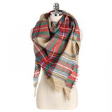 Women,Plaid,Winter,Tassels,Scarf,Triangular,Scarves,Towals