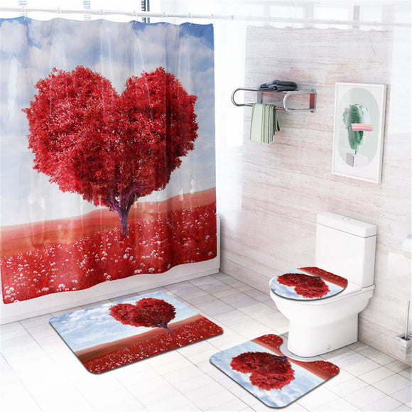 Heart,Waterproof,Bathroom,Shower,Curtain,Panel,Floor,Toilet,Cover