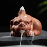 Purple,Backflow,Incense,Burner,Holder,Pixiu,Fortune,Statue,Censer,Decor