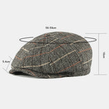 British,Style,Plaid,Pattern,Casual,Octagonal,Beret