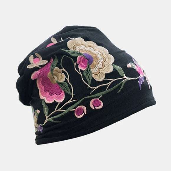 Women,Cotton,Embroidery,Flower,Printing,Ethnic,Style,Beanie,Breathable,Turban