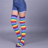 VONDA,Womens,Striped,Thigh,Rainbow,Girls,Socks,Stocking