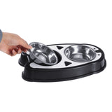 Double,Stainless,Steel,Puppy,Feeder