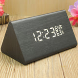 Voice,Control,Wooden,Wooden,Triangle,Temperature,Digital,Alarm,Clock,Humidity,Thermometer