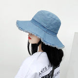 Women,Denim,Shabby,Sunshade,Bucket,Outdoor,Sunscreen,Visor,Floppy