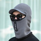 Men's,Beanie,Thick,Zipper,Scarf,Earmuffs,Scarf