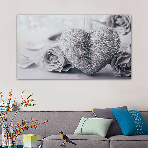 Black,White,Heart,Canvas,Picture,Print,Modern,Decorations