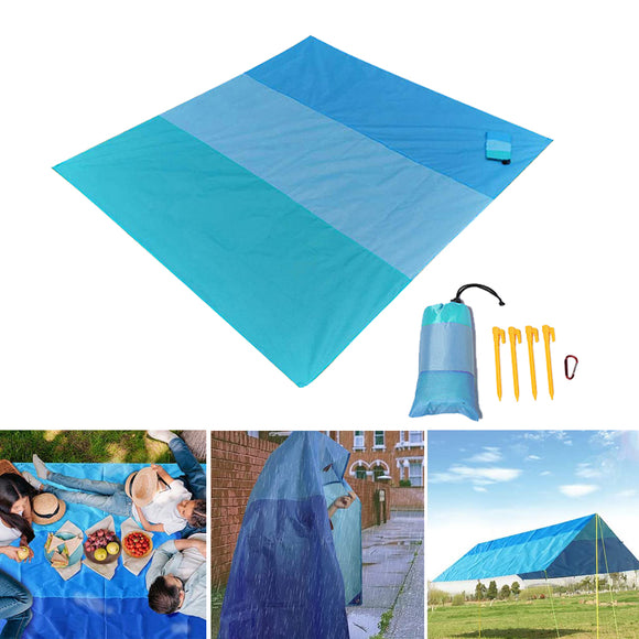 200x210cm,Beach,Blanket,Waterproof,Multifunction,Folding,Picnic,Sunshade,Canopy,Ground,Carabiner,Camping,Travel