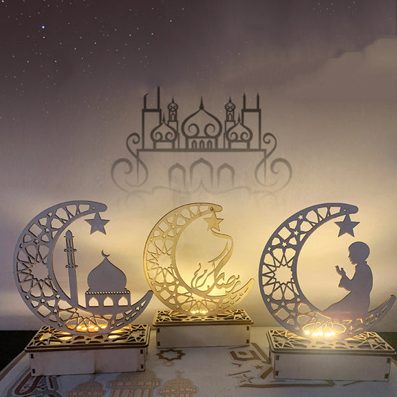 Wooden,Ramadan,Mubarak,Islam,Hanging,Pendant,Plate,String,Light