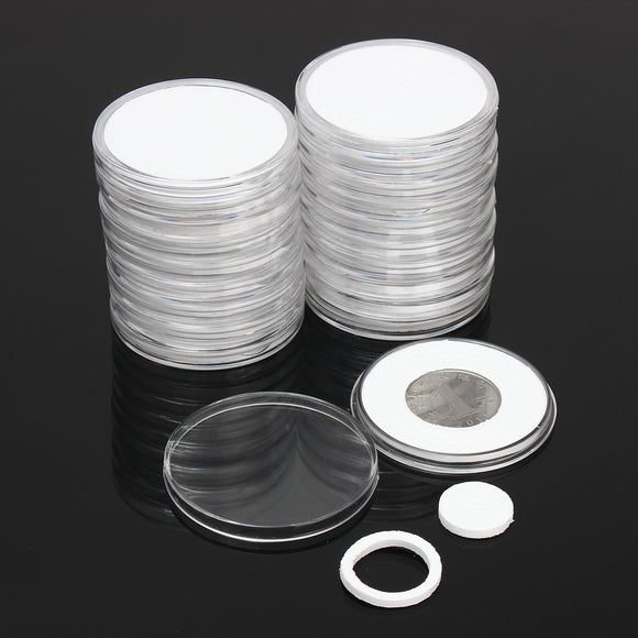 20pcs,Transparent,Round,Holder,Portable,Coins,Storage,Container,Display
