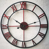 Loskii,Creative,Clock,Living,Round,Hollow,Wrought,Metal,Vintage,Clock