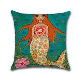 Mermaid,Printed,Cotton,Linen,Cushion,Cover,Square,Decor,Comfortable,Pillow