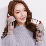 Women,Girls,Winter,Crochet,Knitted,Gloves,Touch,Screen,Printing,Mittens