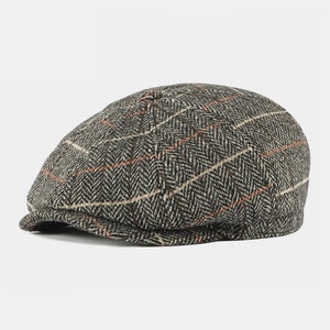 British,Style,Plaid,Pattern,Casual,Octagonal,Beret