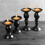 Vintage,Carved,Pillar,Candle,Holder,Candlesticks,Stand,Wedding,Party,Decor,Black