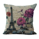 Paris,Eiffel,Tower,Printed,Pillow,Linen,Cushion,Cover