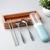 Kalar,Portable,Dinnerware,Stainless,Steel,Chopsticks,Forks,Spoon,Traveling,Kitchen,Tableware,Storage