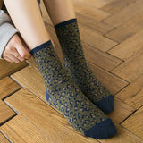 Ladies,Leopard,Print,Breathable,Jacquard,Short,Socks