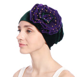 Women,Summer,African,Velvet,Flower,Turban,Ethnic,Style,Beanie