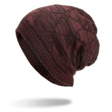 Winter,Diamond,Plaid,Velvet,Earmuffs,Knitted,Sweater,Slouch,Beanie