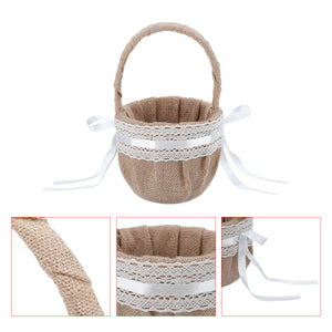 Linen,Basket,Romantic,Bowknot,Handled,Flower,Ceremony,Wedding,Party,Storage,Baskets