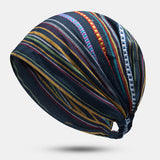 Striped,Multicolor,Beanie,Scarf,Turban