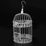 White,Birdcage,Wedding,Center,Pieces,Hanging,Flowers,Decorations