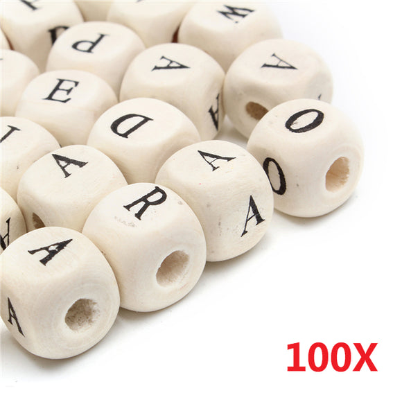 100Pcs,Natural,Mixed,Wooden,Alphabet,Letter,Craft,Charms,Beads