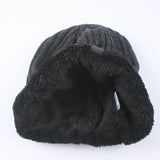 Solid,Knitted,Winter,Plush,Lining,Skullies,Beanies,Adjustable