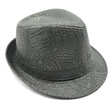 Leather,Crocodile,Pattern,Outdoor,Brimmed,Fedora
