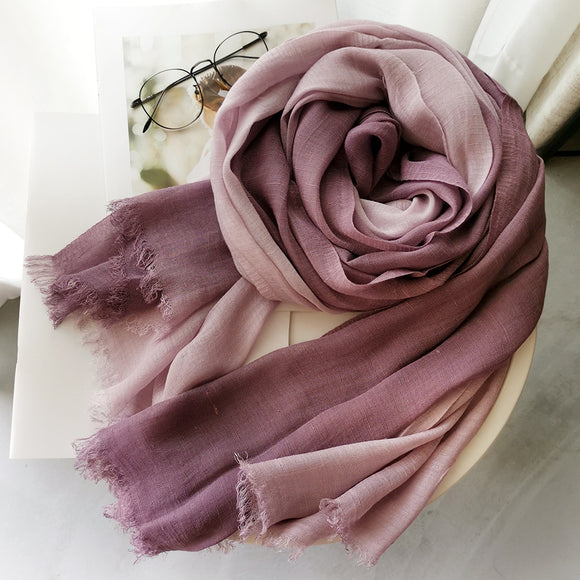 Women,Cotton,Gradient,Contrast,Color,Ladies,Casual,Elegant,Winter,Autumn,Protection,Scarf,Shawl