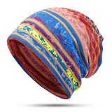 Women,Cotton,Earmuffs,Rainbow,Stripe,Beanie,Scarf,Outdoor,Double,Layers,Skullcap