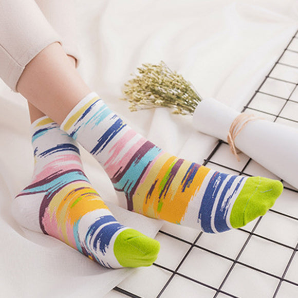 Women,Cotton,Striped,Athletic,Socks,Outdoor,Elastic