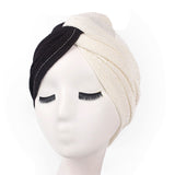 Women,Vintage,Muslim,Polyester,Crossed,Chemical,Turban,Casual,Stripe,Beanie