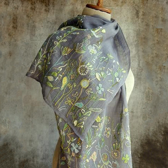 Women,Lightweight,Green,Floral,Pattern,Elegant,Scarf,Shawl