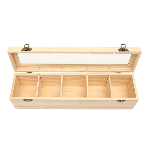 Compartments,Plain,Wooden,Caddy,Storage,Display,Container,Glass