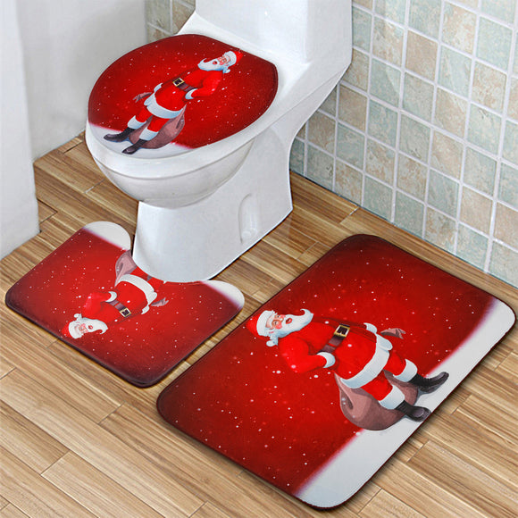 Santa,Claus,Waterproof,Bathroom,Shower,Curtain,Toilet,Cover