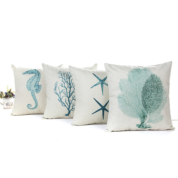 House,Starfish,Cotton,Linen,Cushion,Cover,Square,Decorative,Pillow