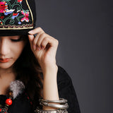 Women,Vintage,Beanie,Ethnic,Embroidery,Flowers,Slouch,Skullcap,Cotton,Breathable