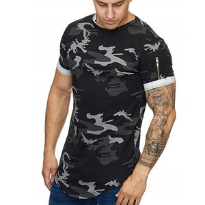 Men's,Camouflage,Breathable,Round,Short,Sleeve,Hiking,Fishing,Training