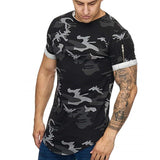 Men's,Camouflage,Breathable,Round,Short,Sleeve,Hiking,Fishing,Training