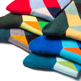 British,Style,Color,Large,Rhombic,Lattice,Socks,Cotton,Socks