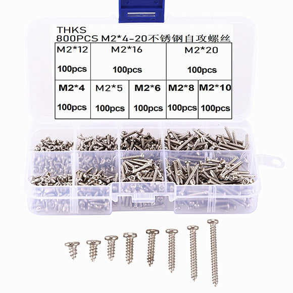 Suleve,M2SP2,800Pcs,Stainless,Steel,Phillips,Cross,Tapping,Screws,Assortment