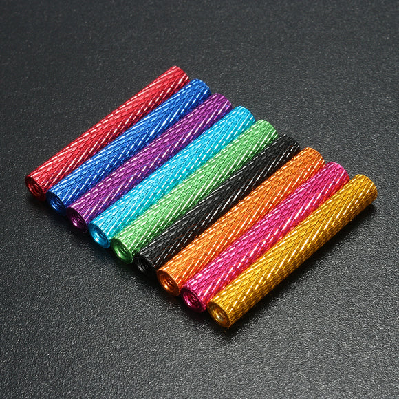 Suleve,M3AS8,10Pcs,Knurled,Standoff,Aluminum,Alloy,Anodized,Spacer,Multicolor
