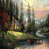 40X50CM,Frameless,Cabin,Woods,Linen,Canvas,Painting,Paint,Numbers