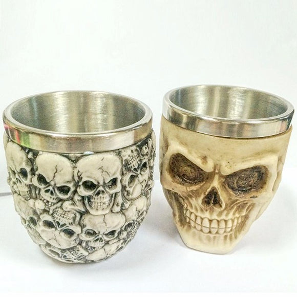 Retro,Stainless,Steel,Skull,Novelty,Skull,Vodka,Coffee,Drinking,Drinkware