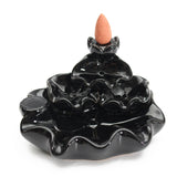 Black,Porcelain,Tower,Backflow,Incense,Burner,Ceramic,Buddhist,Holder,Incense,Cones