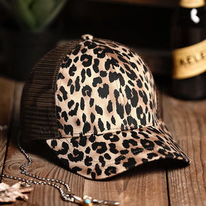 Women,Cotton,Leopard,Breathable,Hallow,Visor,Baseball