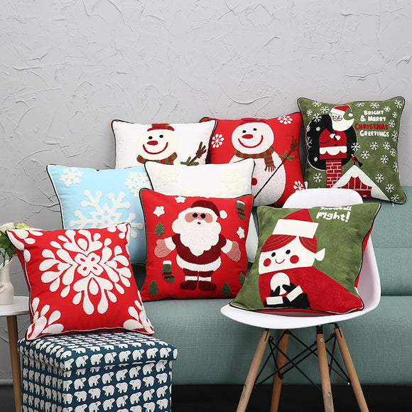 Christmas,Cotton,Embroidering,Pillow,Cases,Santa,Snowflake,Cushion,Cover