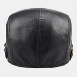 Genuine,Leather,Solid,Color,Casual,Leather,Forward,Beret